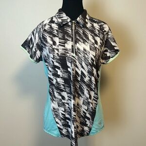 Bette & Court Blue, White Black Short Sleeve Golf Shirt Sz M